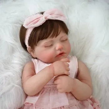 Bebê Reborn 48cm Boneca Silicone Menina Realista Olho Fechado 1