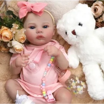 Bebê Reborn Boneca Silicone Realista 48cm Menina Rosa Barato 1