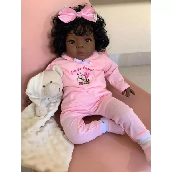Bebê Reborn Negra Cacheada Linda - imagem 1